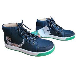Joules Runaround High Top Boys Dinosaur Sneakers Trainers Navy Blue